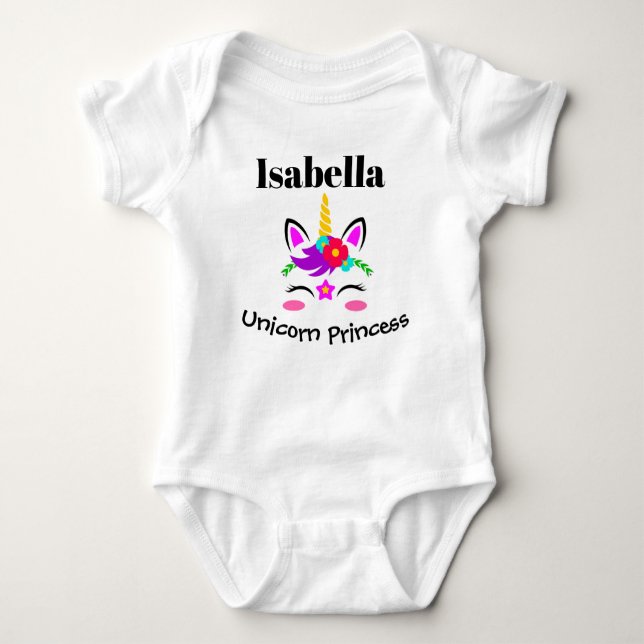 Unicorn Princess Baby Strampler (Vorderseite)