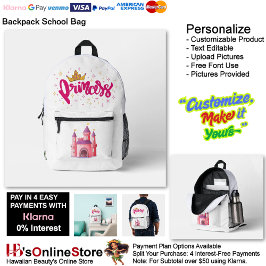 Unicorn Princess Castle Fantasy School Supplies 2 Bedruckter Rucksack