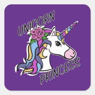 Unicorn Princess Design - Stickers Carrés