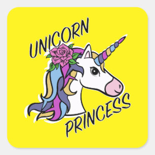 Unicorn Princess Design - Stickers Carrés
