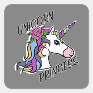 Unicorn Princess Design - Stickers Carrés