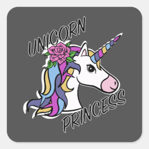 Unicorn Princess Design - Stickers Carrés