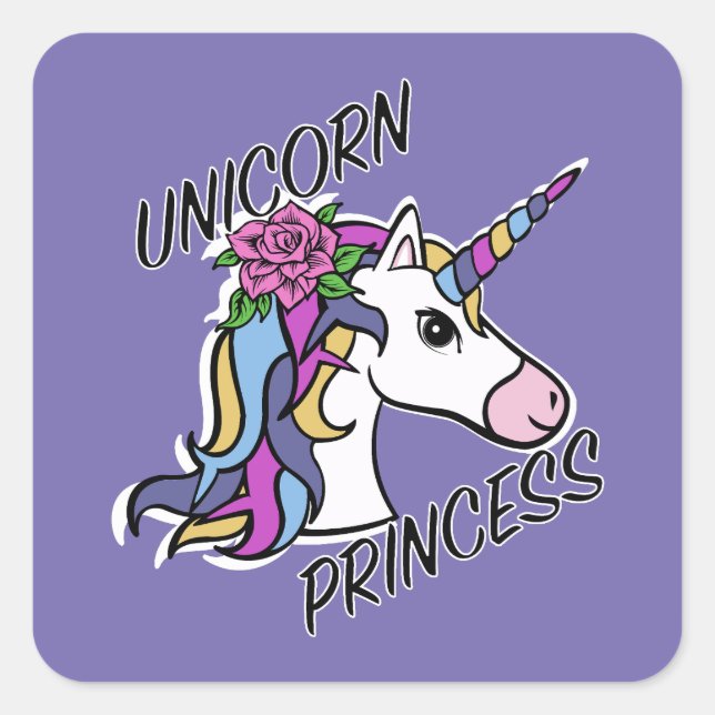 Unicorn Princess Design - Stickers Carrés (Devant)