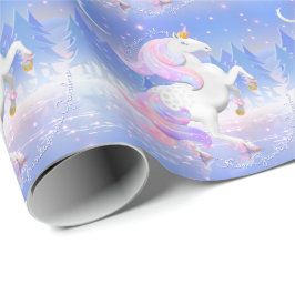 Unicorn Princess Frozen Lake Scene Personalisiert Geschenkpapier