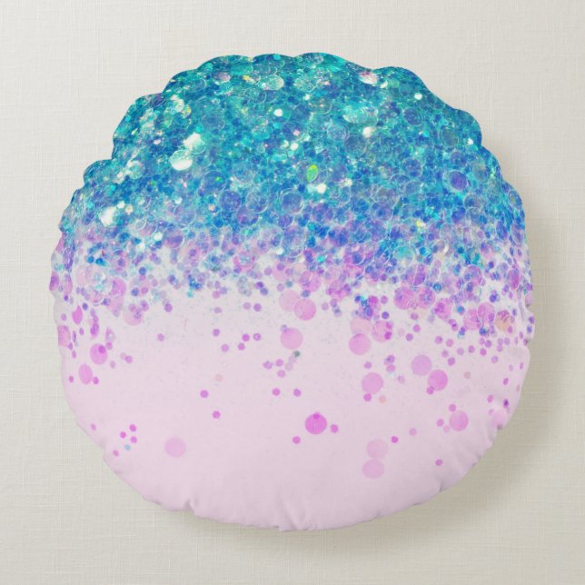 Unicorn Princess Glitzer #4 Rundes Kissen (Vorderseite)