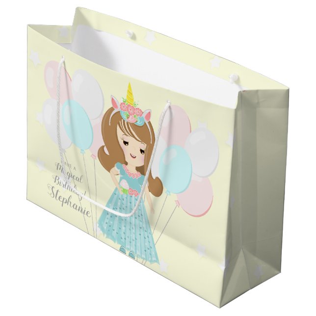 Unicorn Princess Große Geschenktüte (Vorderseite Schrägansicht)