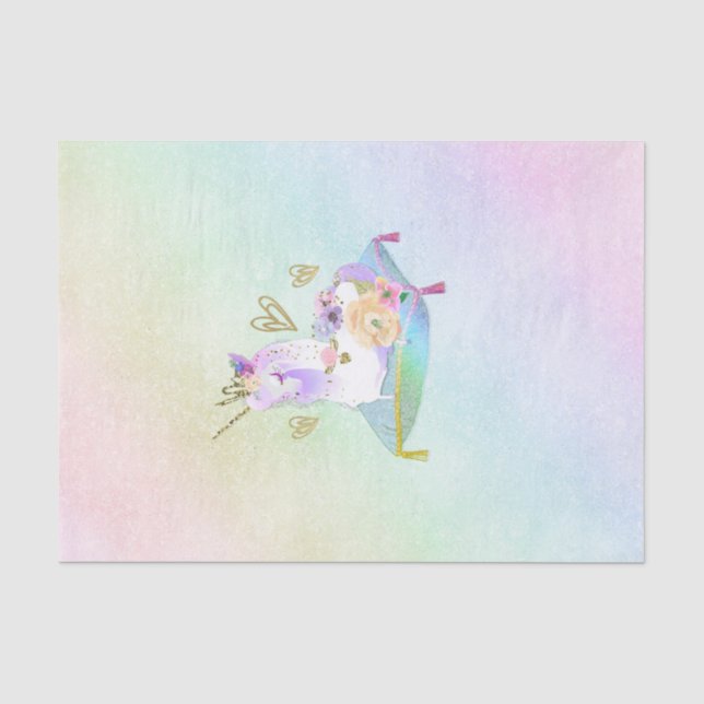 Unicorn Princess Iridescent Rainbow Pastel Party Seidenpapier (Vorderseite)