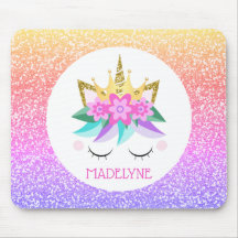Unicorn Princess Rainbow Glitzer Personalisierter