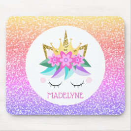 Unicorn Princess Rainbow Glitzer Personalisierter  Mousepad
