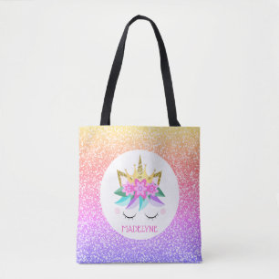 Unicorn Princess Rainbow Glitzer Personalisierter  Tasche
