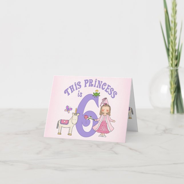 Unicorn Princesse 6e anniversaire Invitation (Devant)