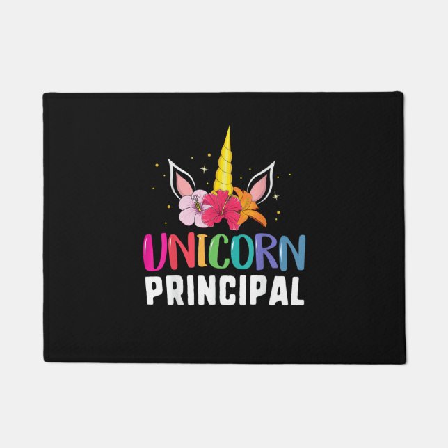 Unicorn Principal Zurück zur Schule Horn Rain Fußmatte (Vorderseite)