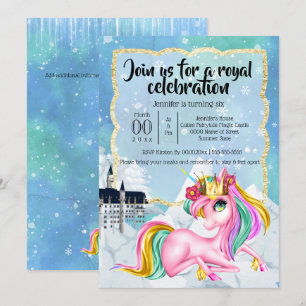 Unicorn-Prinzessin Wintermärchenschloss Einladung