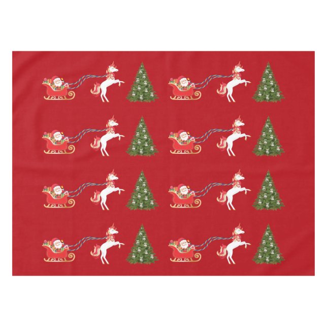 Unicorn Pulling Weihnachts-Weihnachtsgeschenke für Tischdecke (Vorderseite (Horizontal))