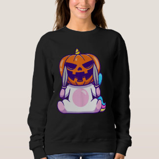 Unicorn Pumpkin Girl Kids cool happy Halloween Cos Sweatshirt