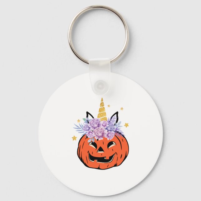 Unicorn Pumpkin Halloween Design Schlüsselanhänger (Vorderseite)