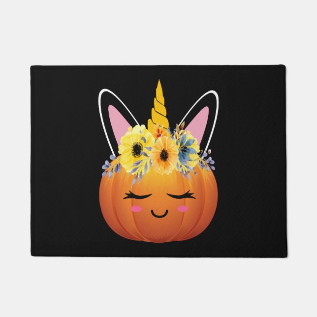 Unicorn Pumpkin Halloween Erntedank Gift Fußmatte (Vorderseite)