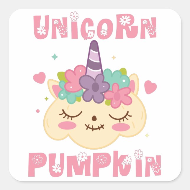 Unicorn Pumpkin Princess Quadratischer Aufkleber (Vorderseite)