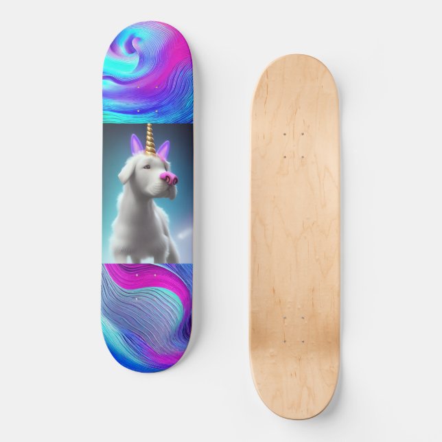 Unicorn Puppy art on skateboard for boy girl (Vorderseite)