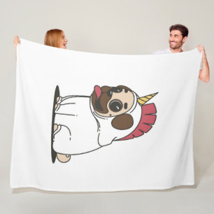 Unicorn Puppy Niedlicher Mops Dog Lover Gift Fleecedecke