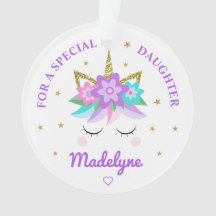 Unicorn Purple Flowers Stars Daughter