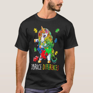 Unicorn Puzzle Autismus Bewusstsein Embrace Differ T-Shirt