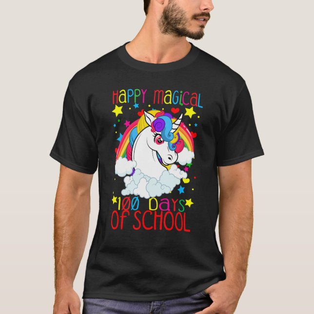 Unicorn Rainbow 100th Days Happy Magical 100 Days  T-Shirt (Vorderseite)