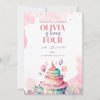 Unicorn Rainbow Birthday Cake Girls Birthday Invit Einladung