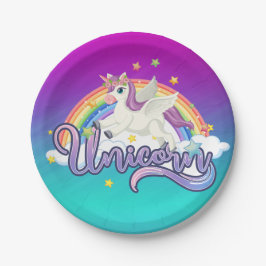 Unicorn Rainbow Birthday Magical Whimiscal Pappteller