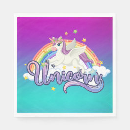 Unicorn Rainbow Birthday Magical Whimiscal Serviette