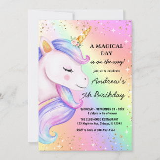 Unicorn Rainbow Birthday Party Einladung