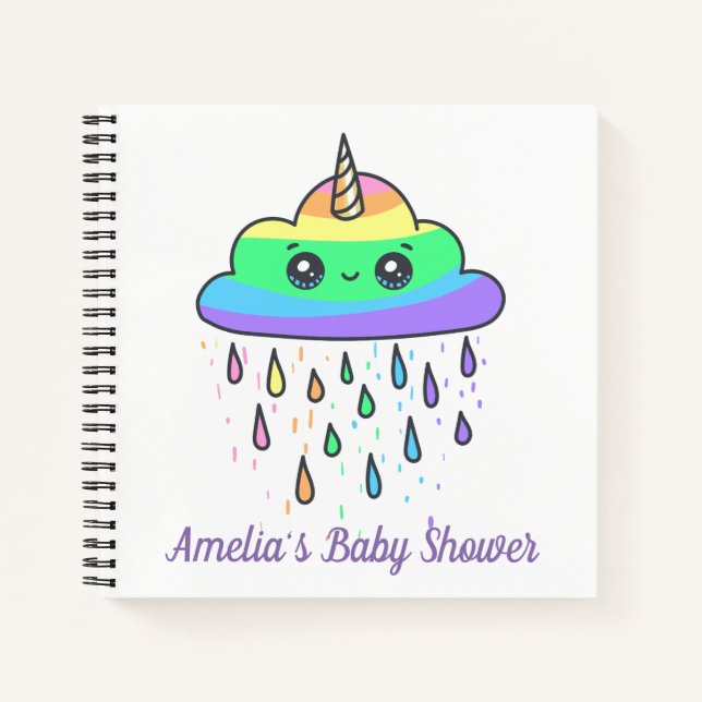 Unicorn Rainbow Cloud Baby Shower Notizbuch (Vorderseite)