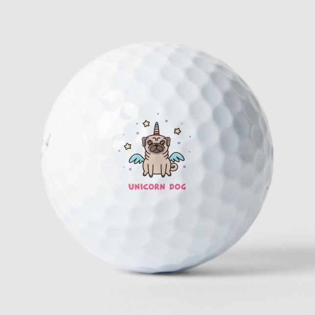 Unicorn Rainbow Dog Golfball (Vorderseite)