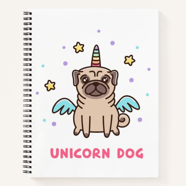 Unicorn Rainbow Dog Notizbuch (Vorderseite)