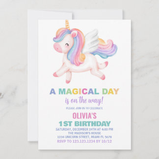 Unicorn Rainbow - Einladung zum Geburtstag