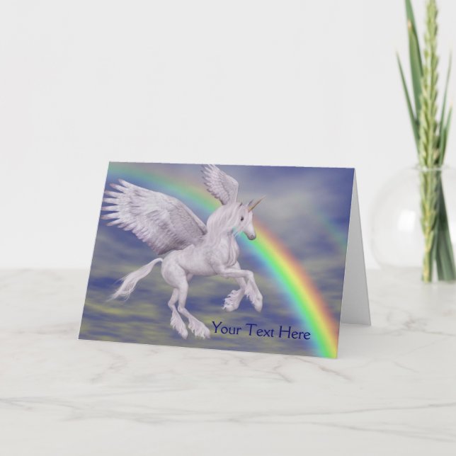 Unicorn Rainbow Fantasy Art Foto Card Karte (Vorderseite)