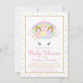 Unicorn Rainbow Girl Baby Shower Invitations