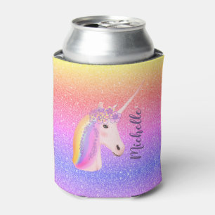 Unicorn Rainbow Glitzer Sparkle Personalisiert Dosenkühler