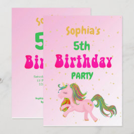 Unicorn Rainbow Gold Niedliche Geburtstag Einladung