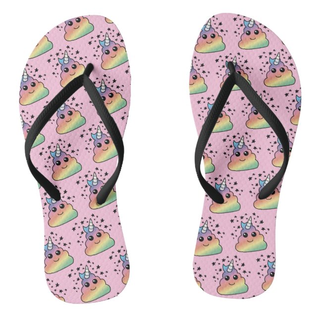Unicorn Rainbow Kackend Emoji Flip Flops (Fußbett)