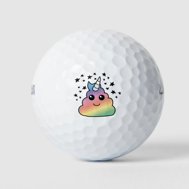 Unicorn Rainbow Kackend Emoji Kawaii Golfball (Vorderseite)