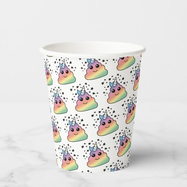 Unicorn Rainbow Kackend Emoji Pappbecher (Vorderseite)