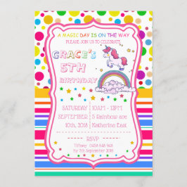 Unicorn Rainbow Magical Birthday Personalize UAWG Einladung