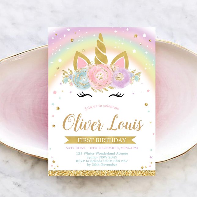 Unicorn Rainbow Magical Day Birthday Invitation (Créateur téléchargé)