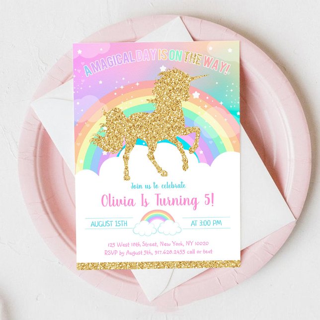 Unicorn Rainbow Magical Day Birthday Invitation (Créateur téléchargé)