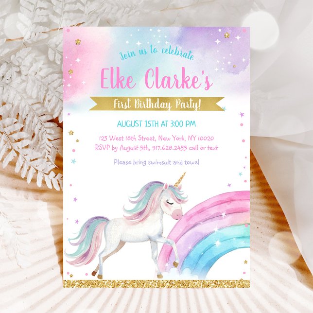 Unicorn Rainbow Magical Day Birthday Invitation (Créateur téléchargé)