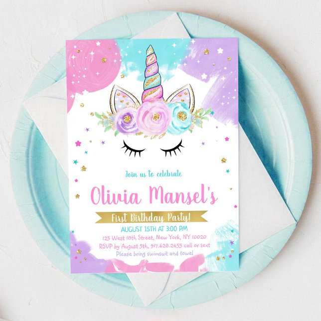 Unicorn Rainbow Magical Day Birthday Invitation (Créateur téléchargé)