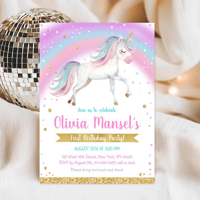 Unicorn Rainbow Magical Day Birthday Invitation (Créateur téléchargé)