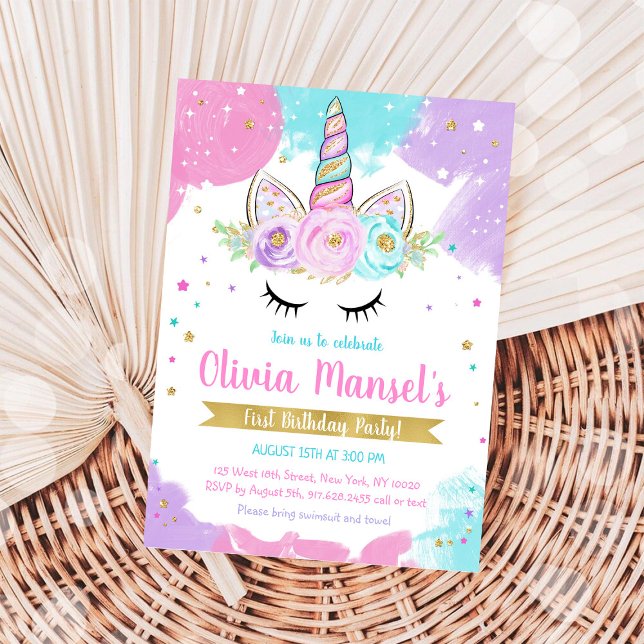 Unicorn Rainbow Magical Day Birthday Invitation Einladung (Von Creator hochgeladen)