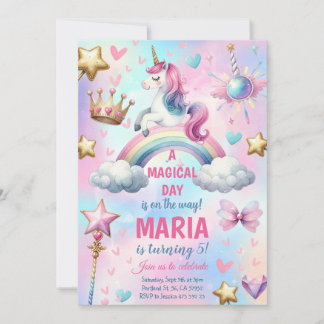 Unicorn Rainbow Magischer Tag Geburtstagsparty Einladung
